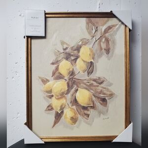Threshold Gold Frame Lemon Branch Wall Art - Yellow & Brown